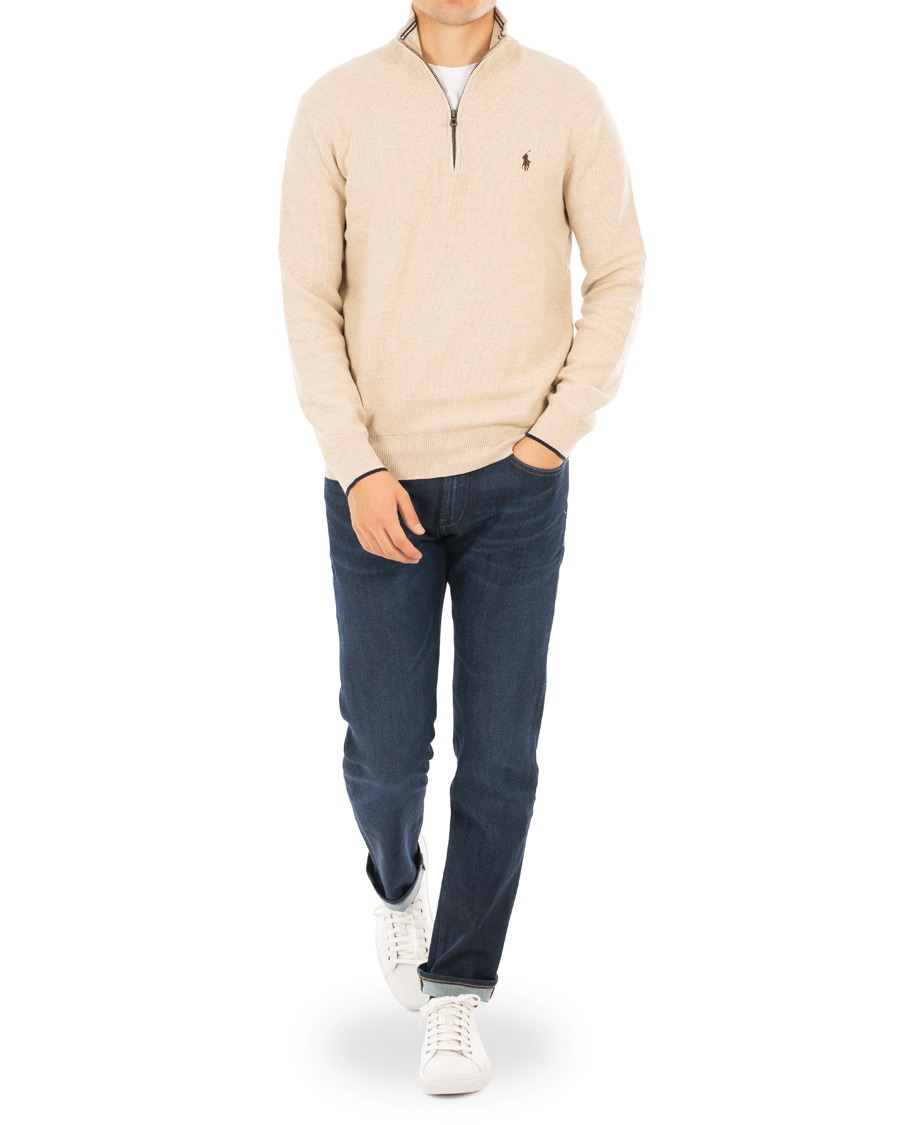 Men | Sweaters & Knitwear | Polo Ralph Lauren | Texture Half Zip Oatmeal Heather