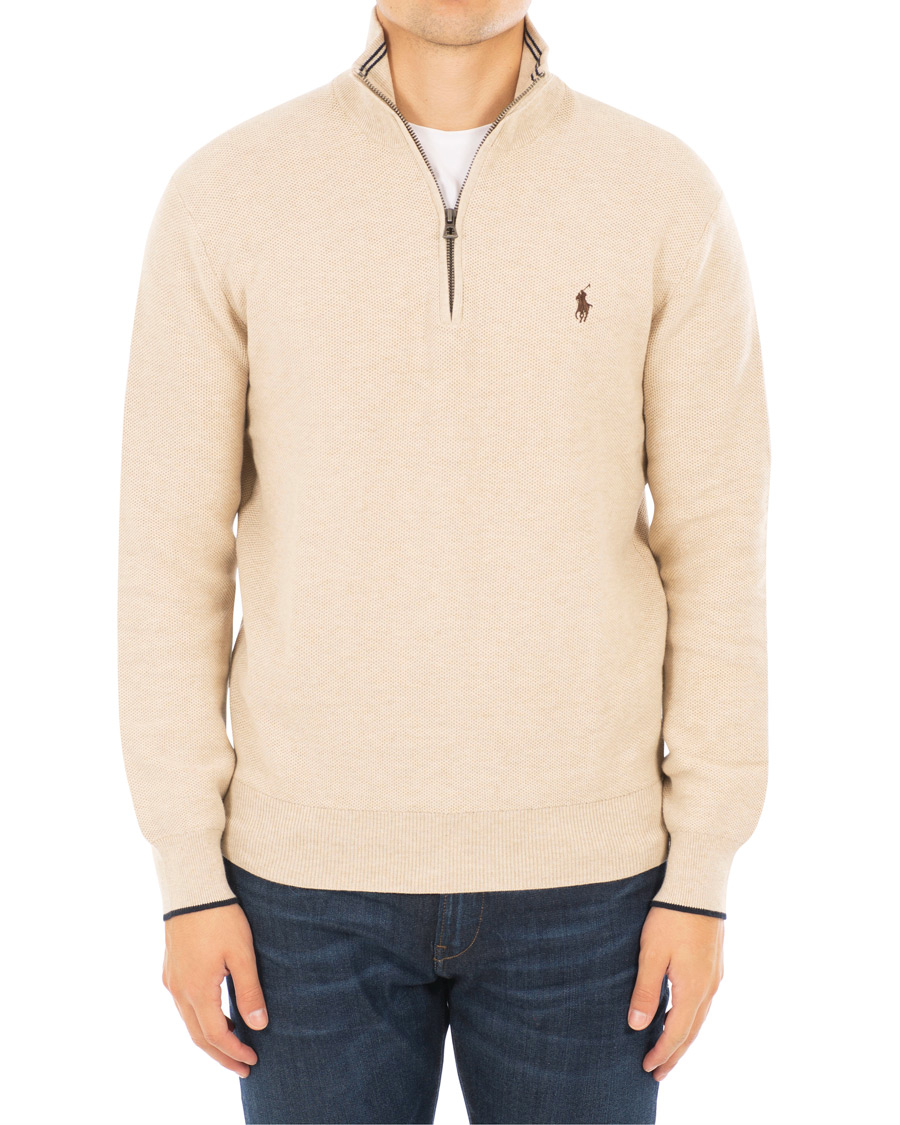 Men | Sweaters & Knitwear | Polo Ralph Lauren | Texture Half Zip Oatmeal Heather