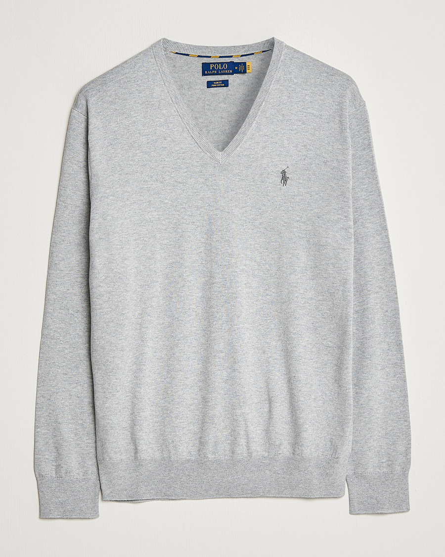 Men | Sweaters & Knitwear | Polo Ralph Lauren | Pima Cotton V-neck Pullover Andover Heather