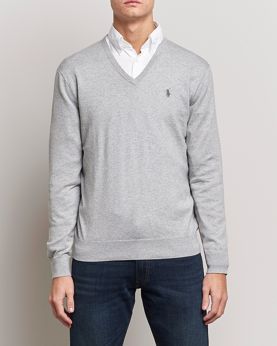 Men | Sweaters & Knitwear | Polo Ralph Lauren | Pima Cotton V-neck Pullover Andover Heather