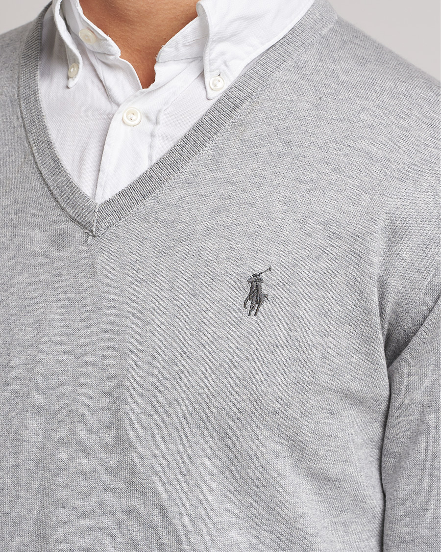 Men | Sweaters & Knitwear | Polo Ralph Lauren | Pima Cotton V-neck Pullover Andover Heather