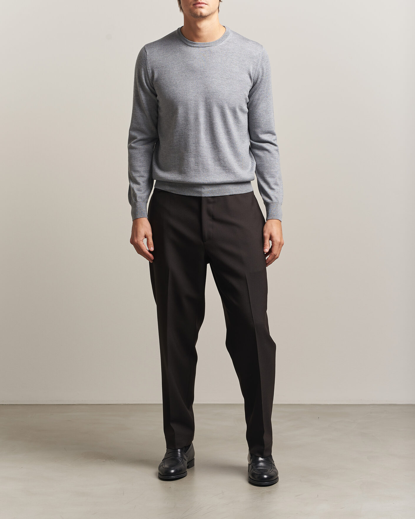Men | Sweaters & Knitwear | Gran Sasso | Merino Fashion Fit Crew Neck Pullover Light Grey
