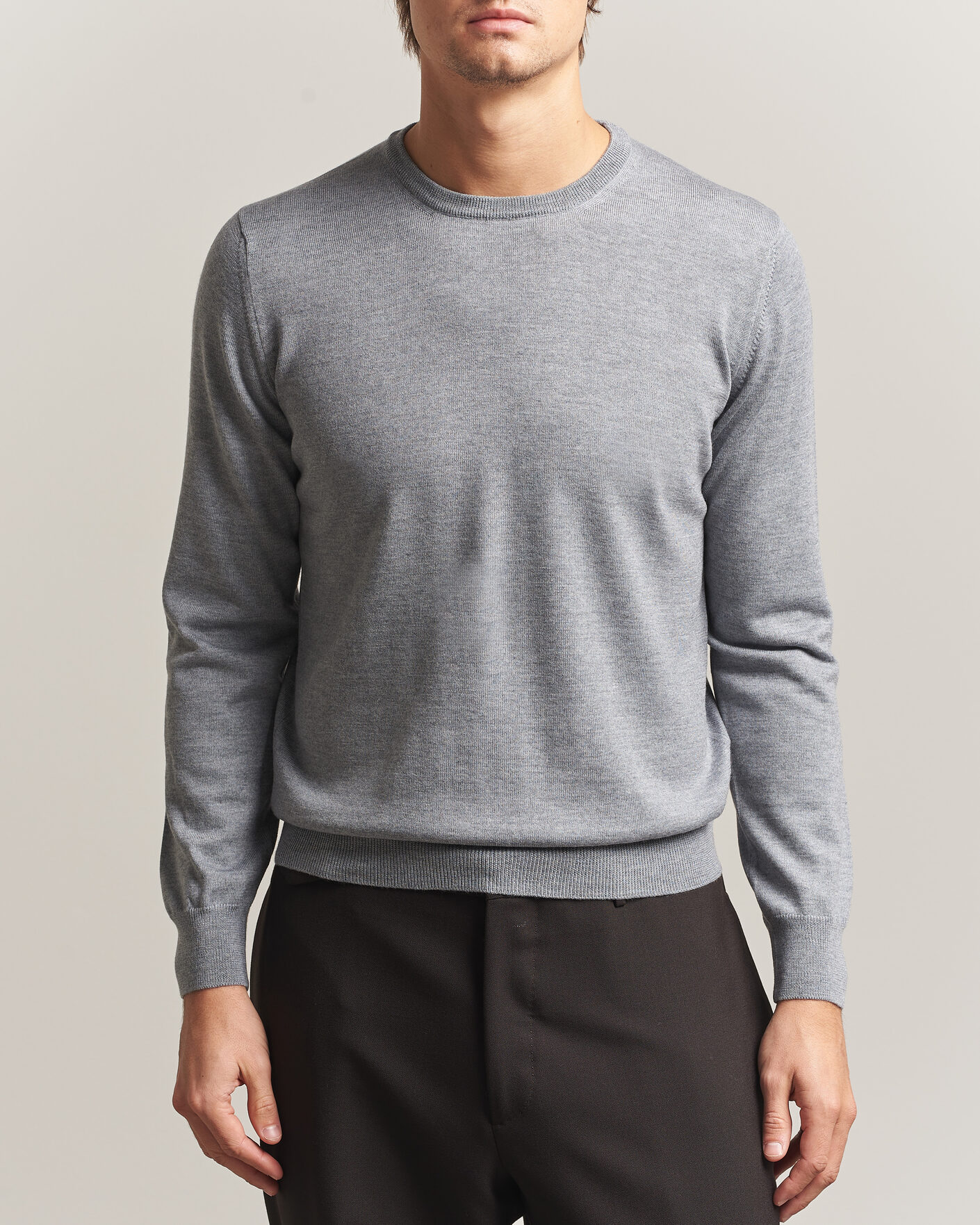 Men | Sweaters & Knitwear | Gran Sasso | Merino Fashion Fit Crew Neck Pullover Light Grey