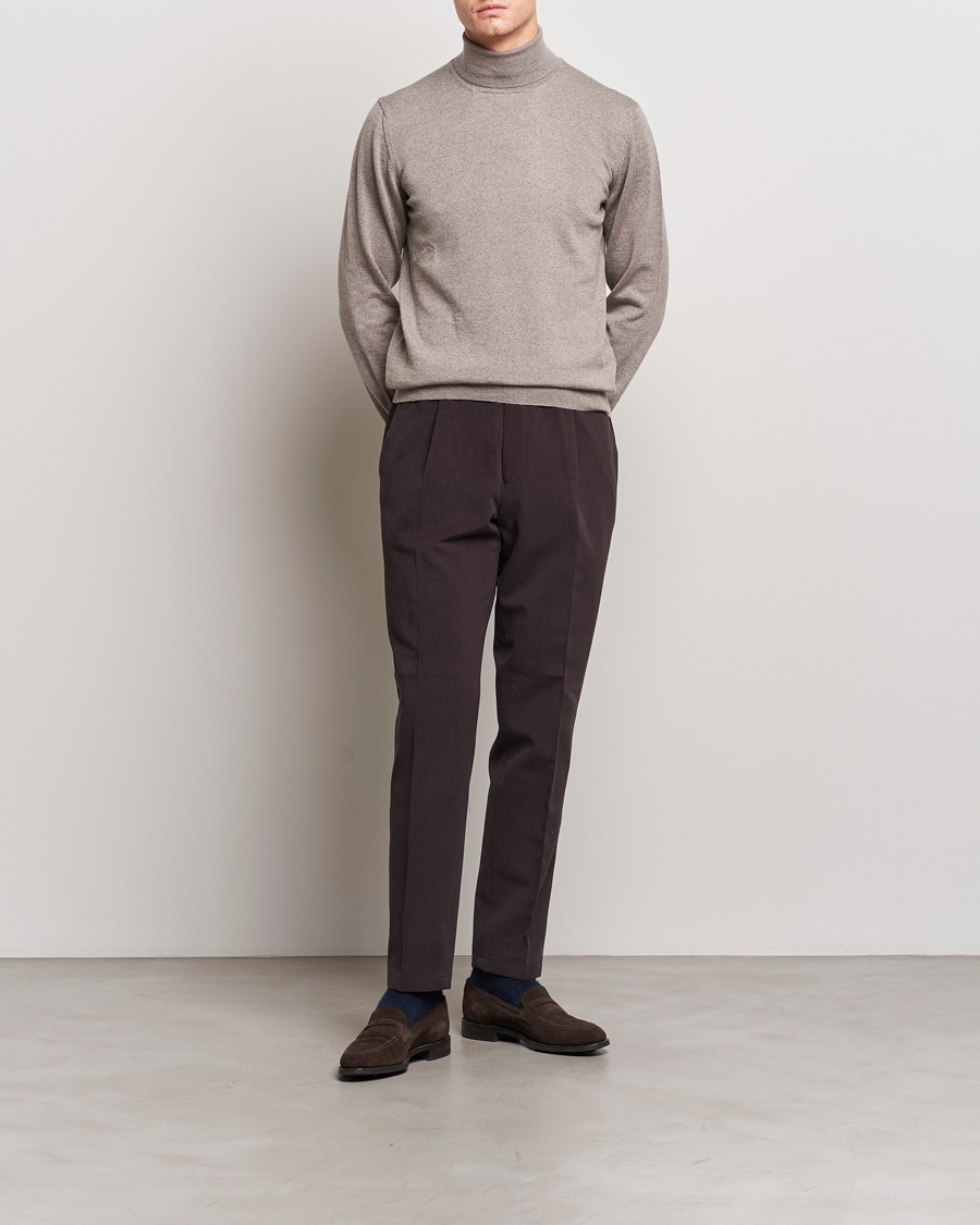 Men | Sweaters & Knitwear | Gran Sasso | Merino Fashion Fit Rollneck Beige