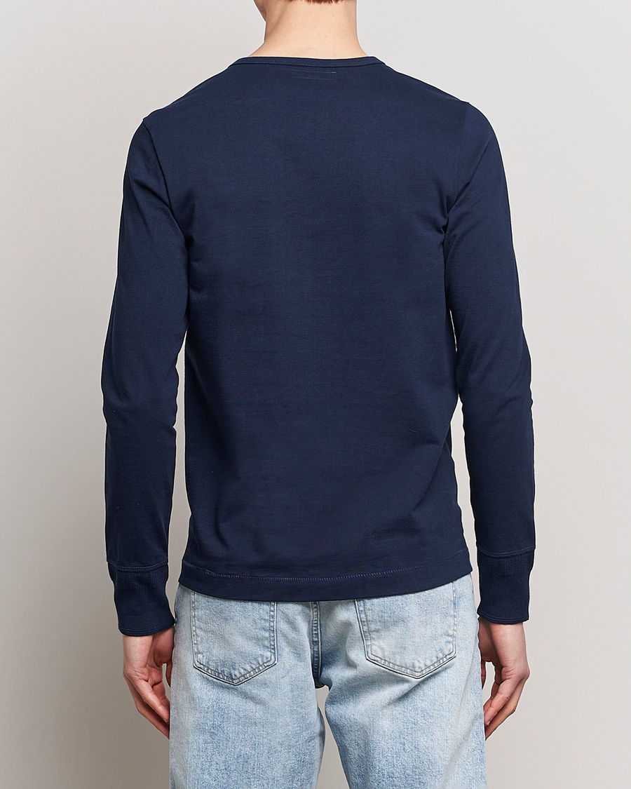 Men | Sweaters & Knitwear | Merz b. Schwanen | Classic Organic Cotton Henley Sweater Ink Blue