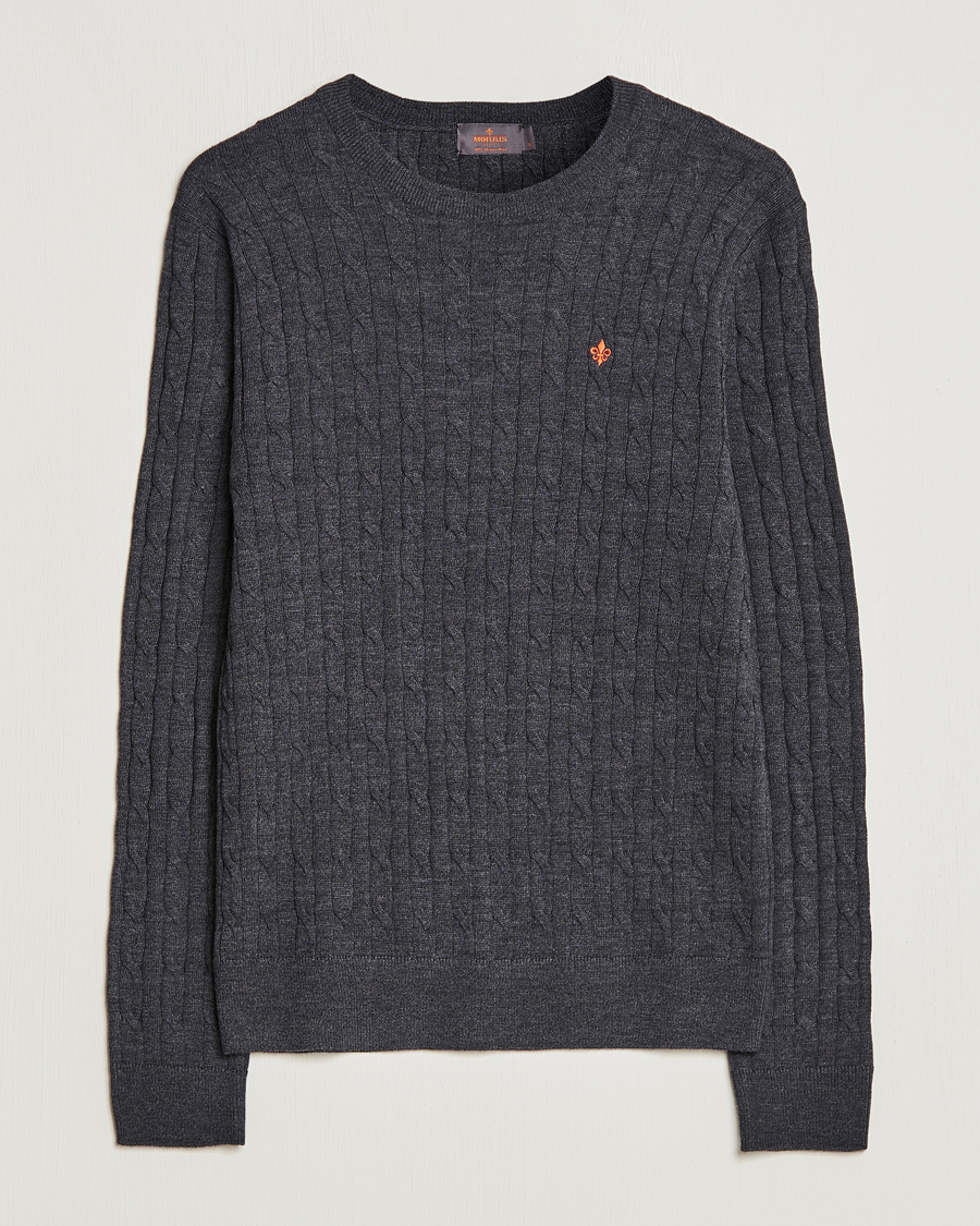 Men | Sweaters & Knitwear | Morris | Merino Cable O-Neck Grey