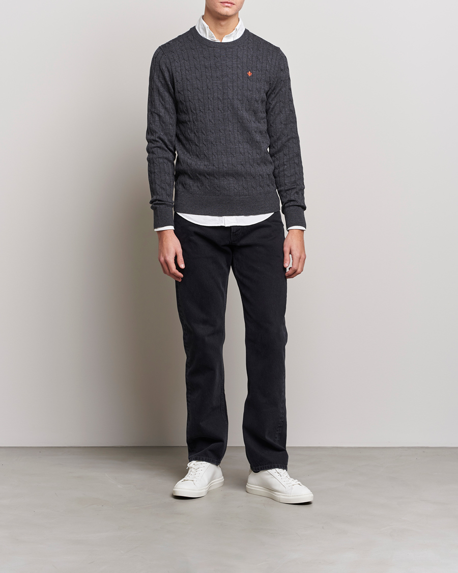 Men | Sweaters & Knitwear | Morris | Merino Cable O-Neck Grey