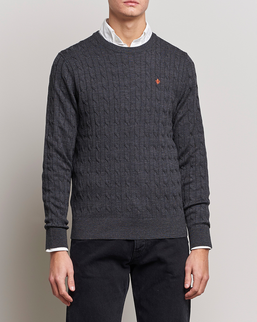 Men | Sweaters & Knitwear | Morris | Merino Cable O-Neck Grey