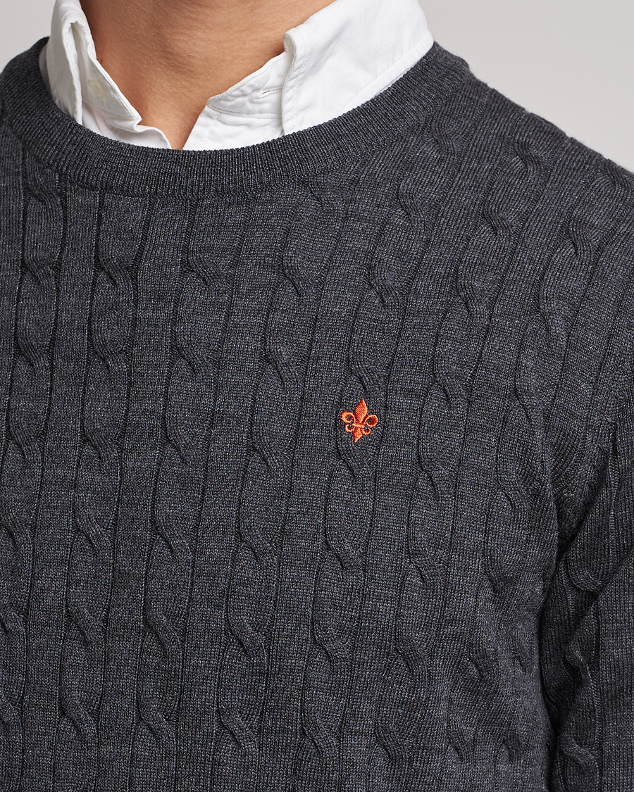 Men | Sweaters & Knitwear | Morris | Merino Cable O-Neck Grey