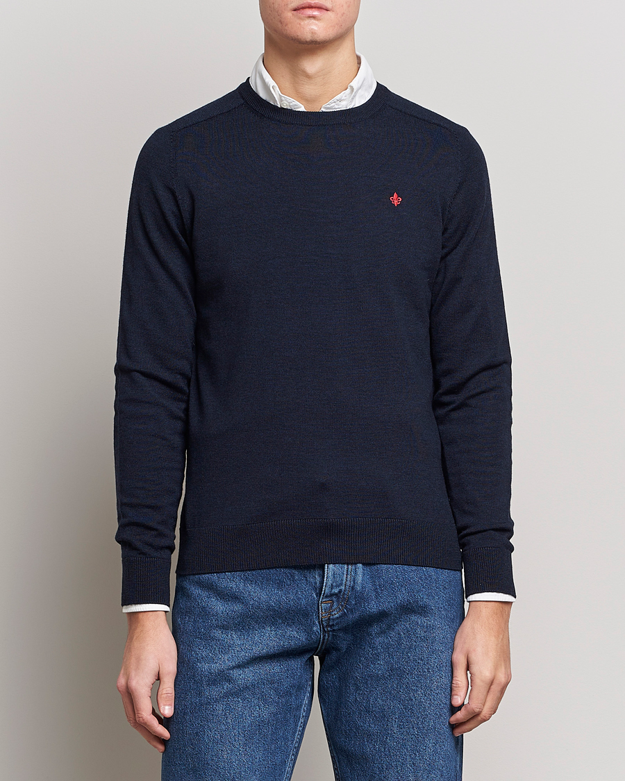 Men | Sweaters & Knitwear | Morris | Merino O-neck Navy