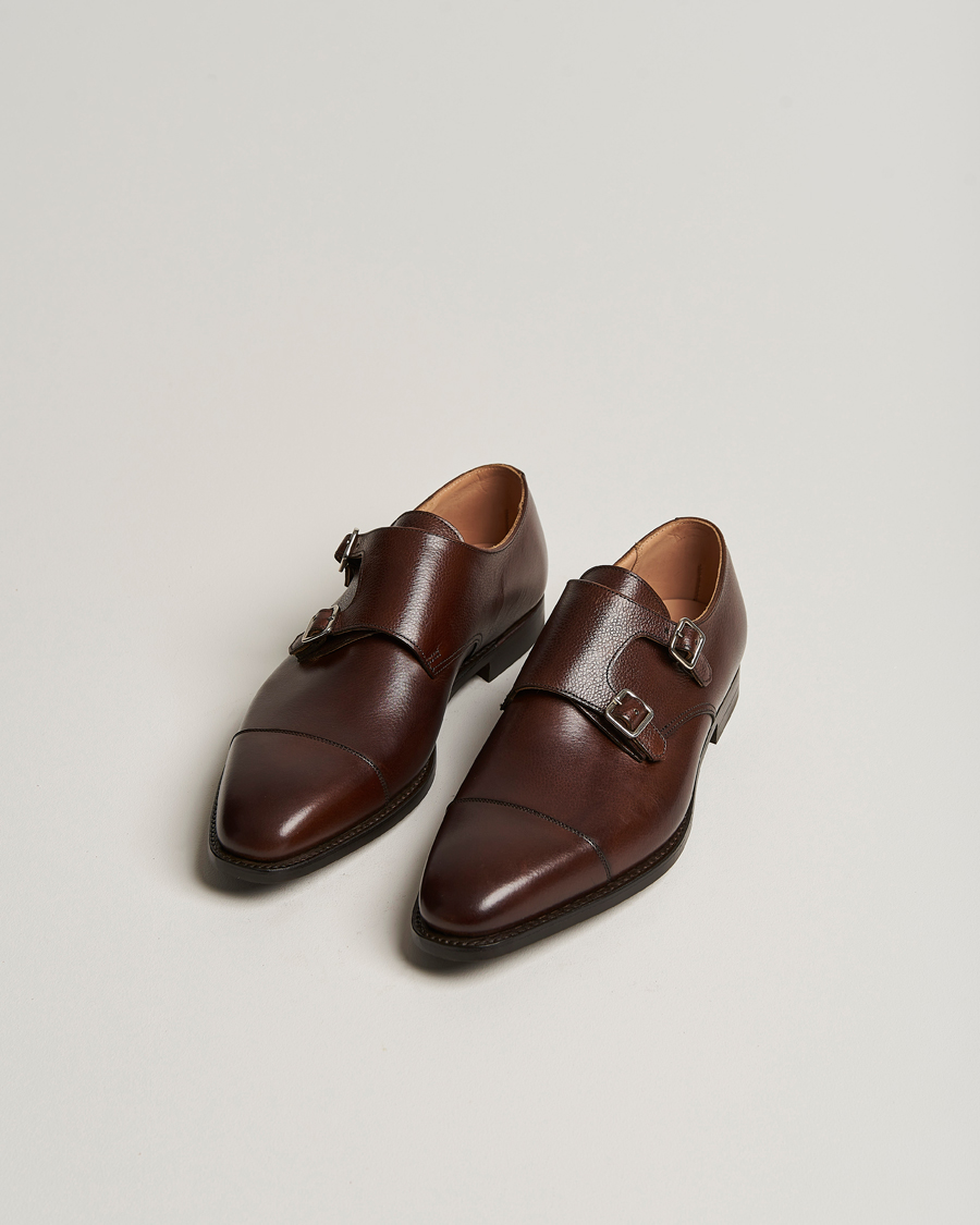 Men | Monk Strap Shoes | Crockett & Jones | Lowndes Monkstrap City Sole Dark Brown Calf