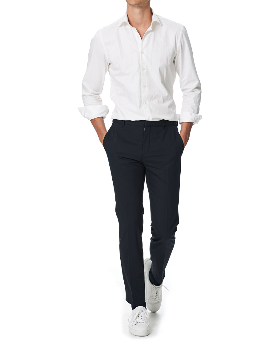 Men | Trousers | Calvin Klein | Wool Stretch Trousers Midnight Navy
