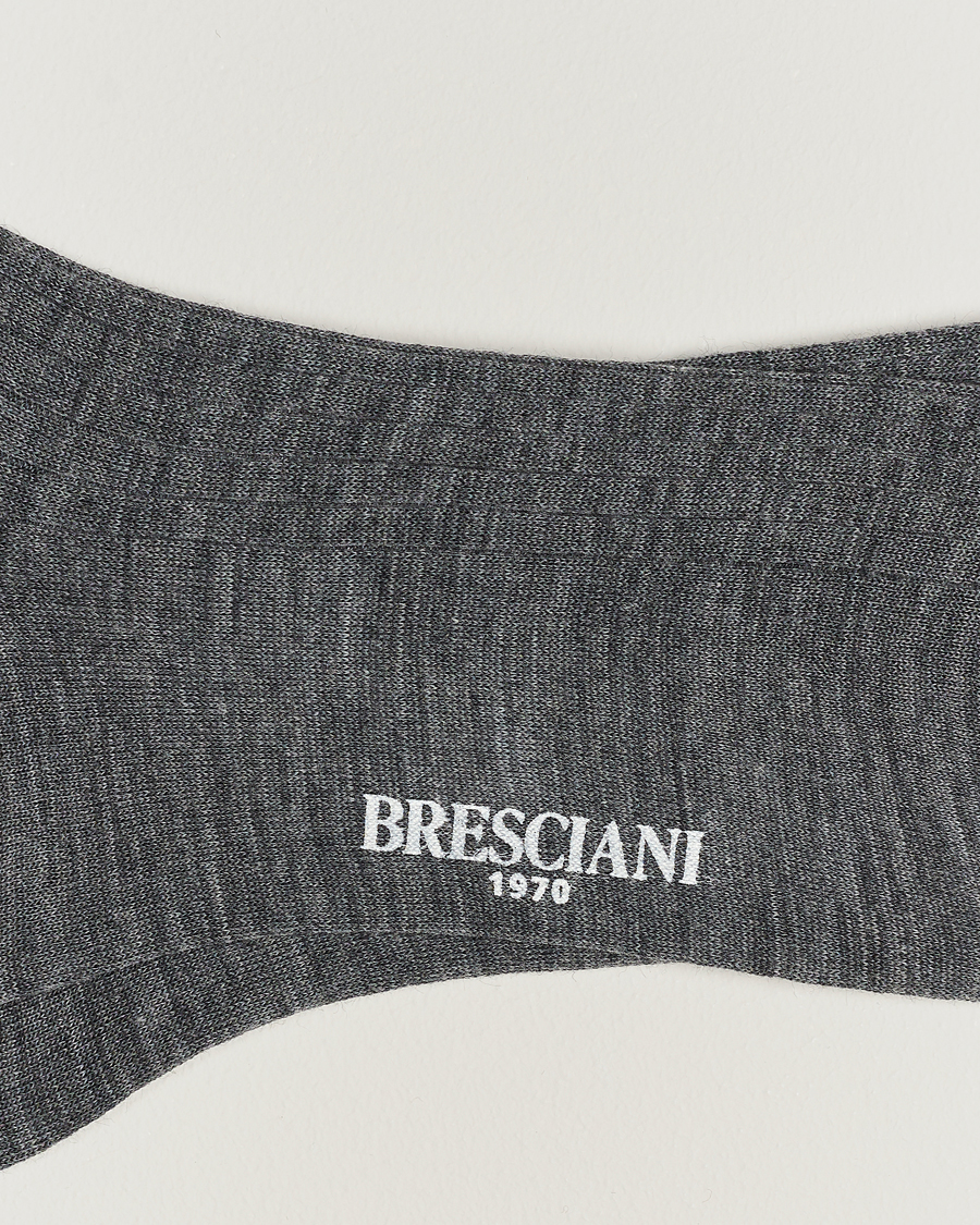 Men | Underwear & Socks | Bresciani | Wool/Nylon Ribbed Short Socks Medium Grey