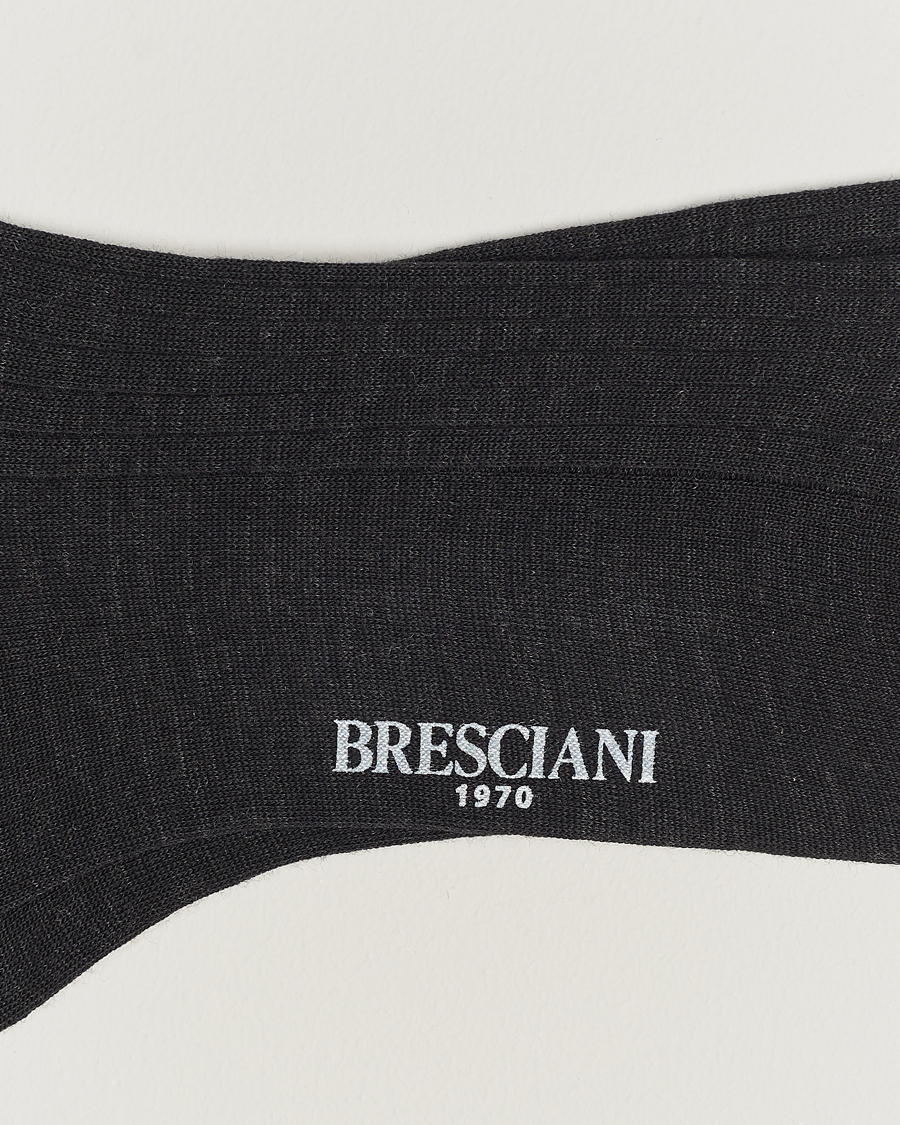 Men | Underwear & Socks | Bresciani | Wool/Nylon Ribbed Short Socks Anthracite