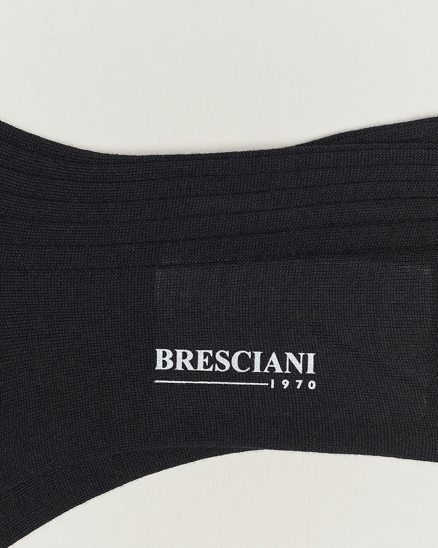 Men | Underwear & Socks | Bresciani | Wool/Nylon Ribbed Short Socks Black