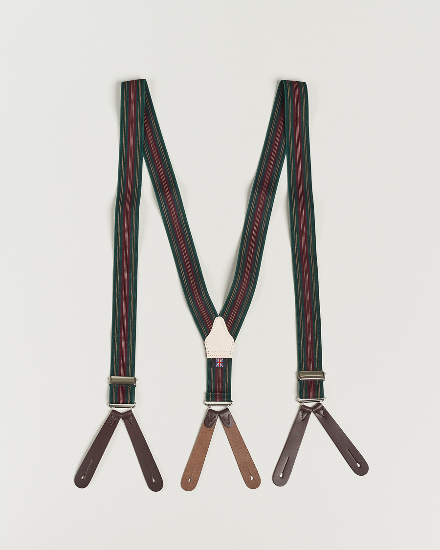 Men | Albert Thurston Flat End Army Braces 35mm Green | Albert Thurston | Flat End Army Braces 35mm Green