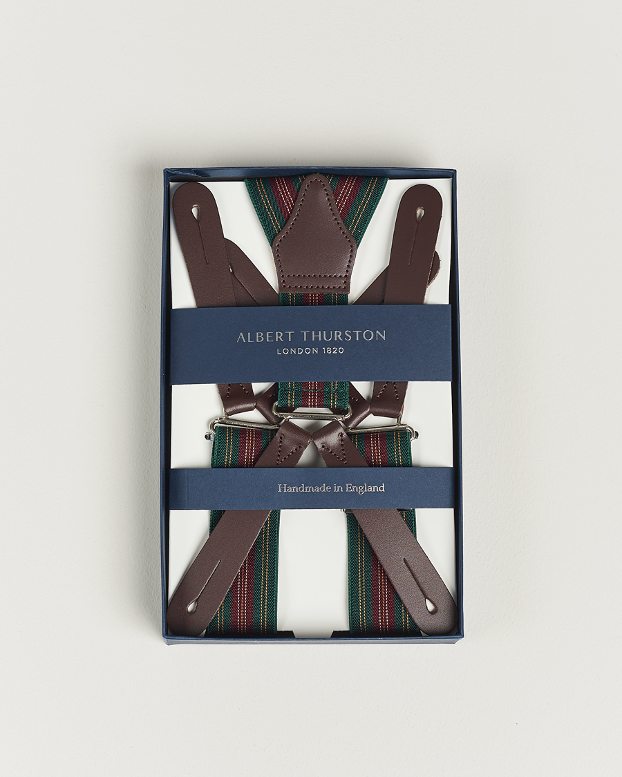 Men | Albert Thurston Flat End Army Braces 35mm Green | Albert Thurston | Flat End Army Braces 35mm Green