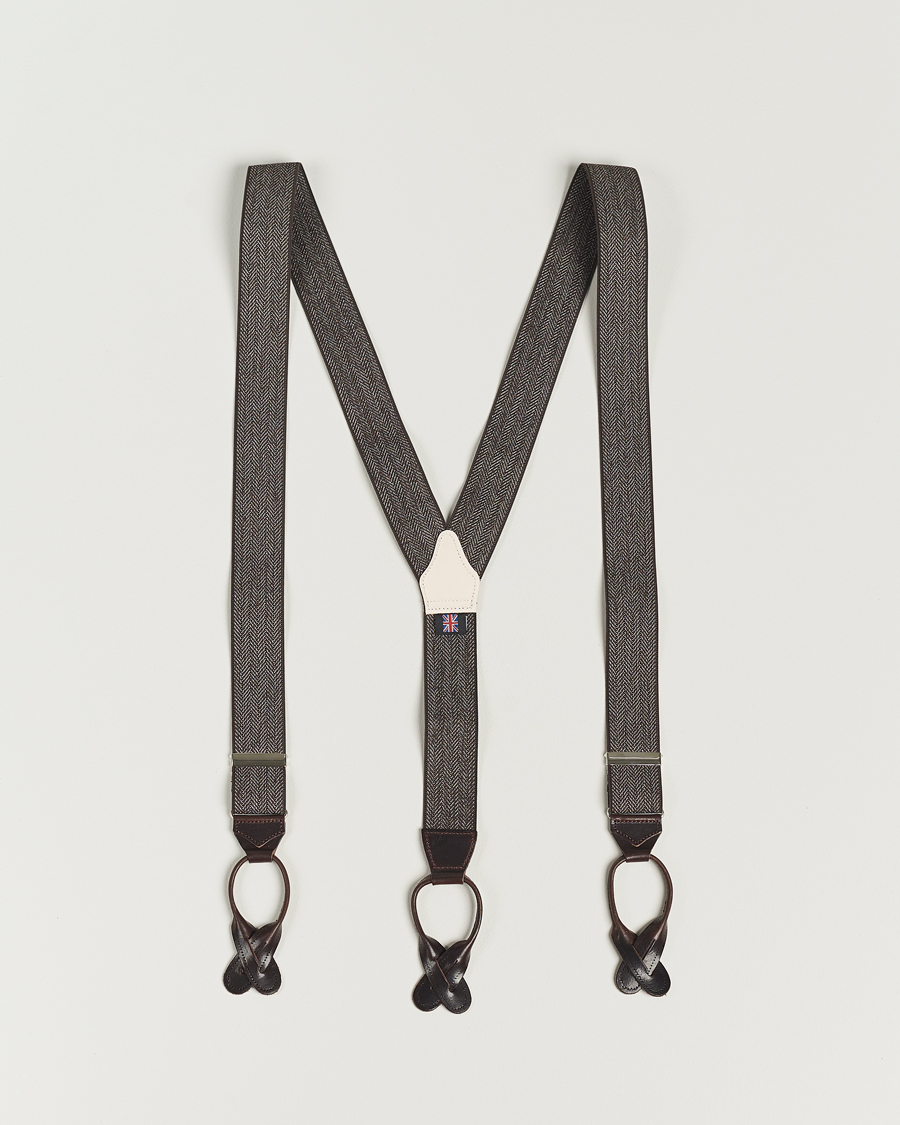 Men | Braces | Albert Thurston | Elastic Herringbone Braces 35mm Brown