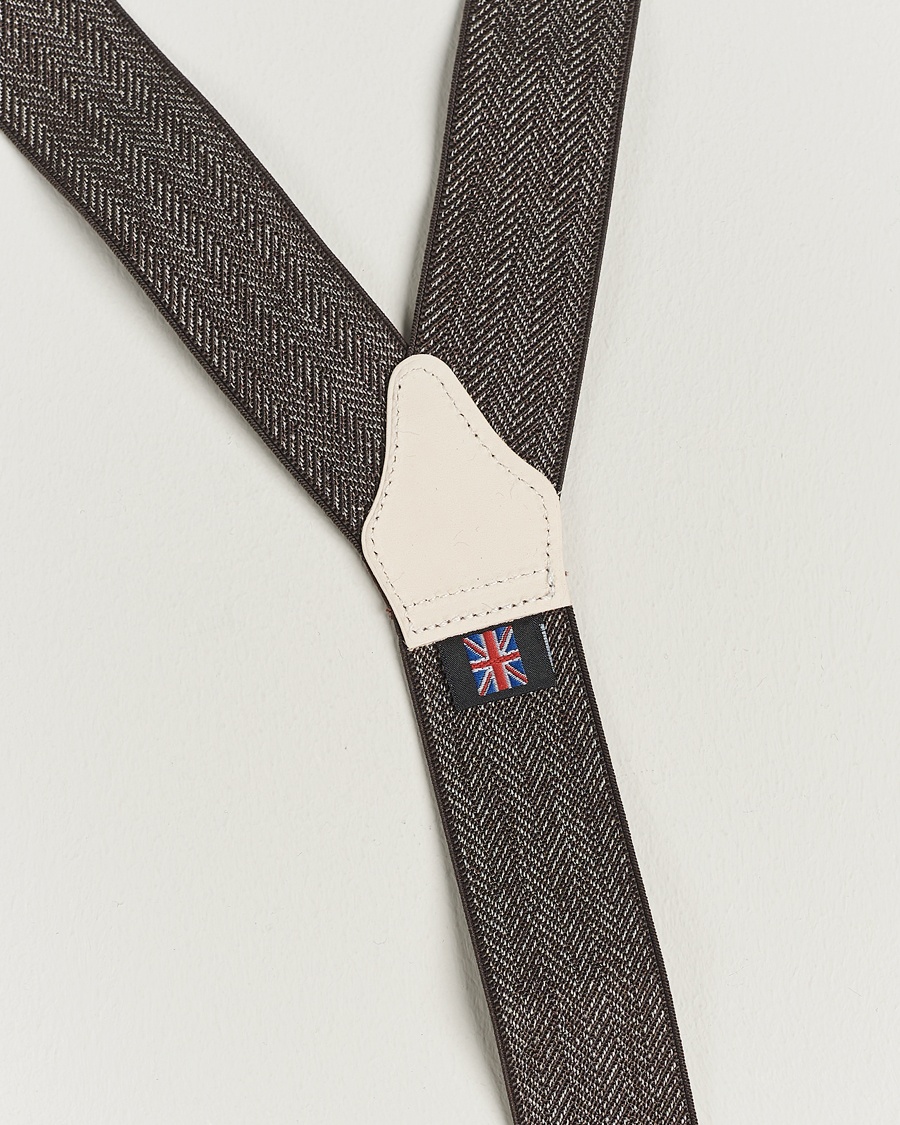 Men | Braces | Albert Thurston | Elastic Herringbone Braces 35mm Brown