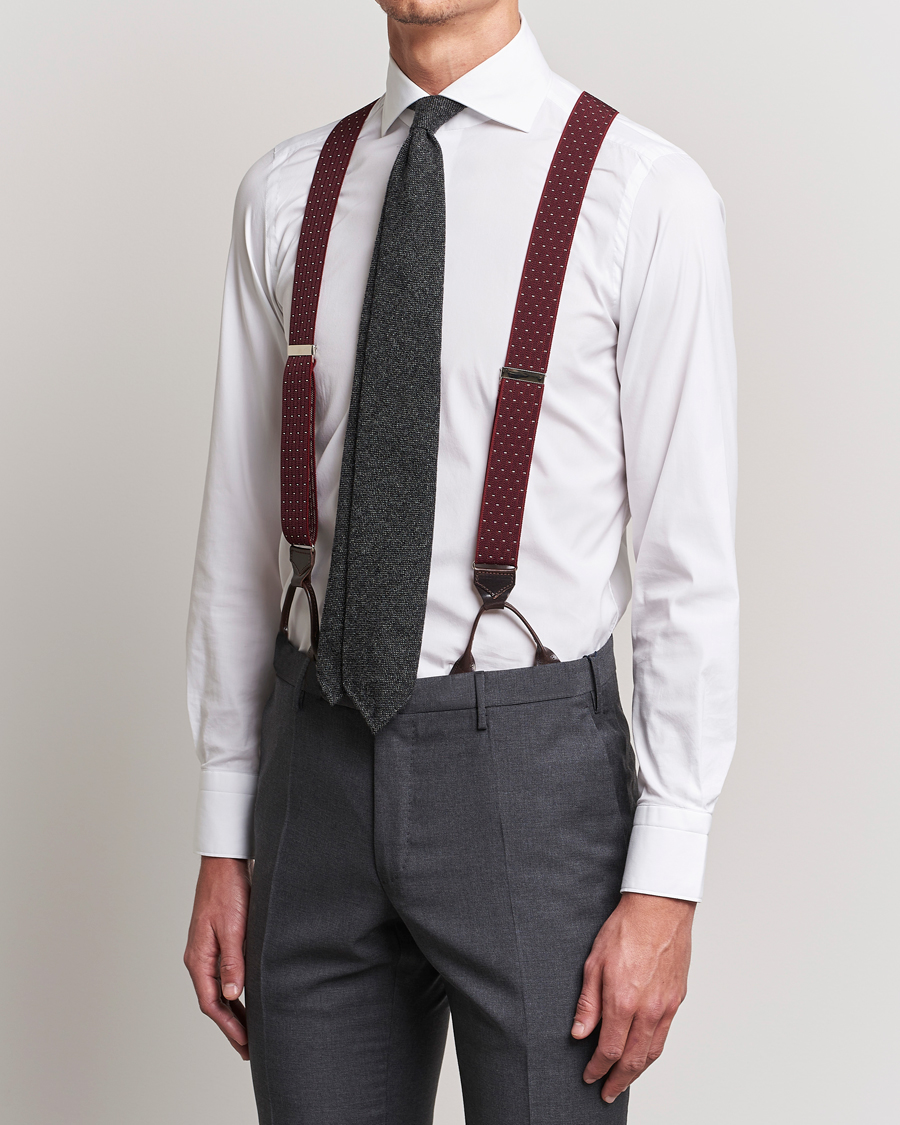Men | Braces | Albert Thurston | Elastic Dot Braces 35mm Wine
