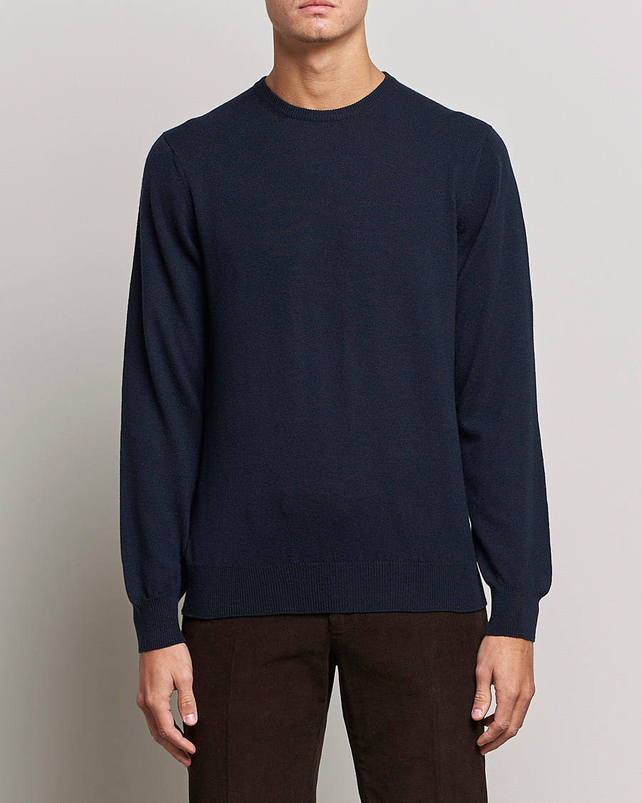 Men | Sweaters & Knitwear | Piacenza Cashmere | Cashmere Crew Neck Sweater Navy