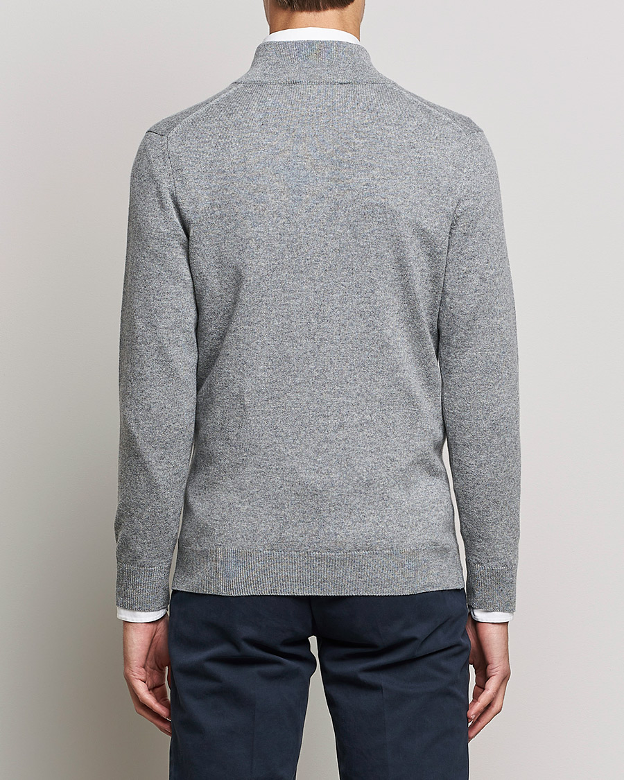 Men | Sweaters & Knitwear | Piacenza Cashmere | Cashmere Half Zip Sweater Light Grey