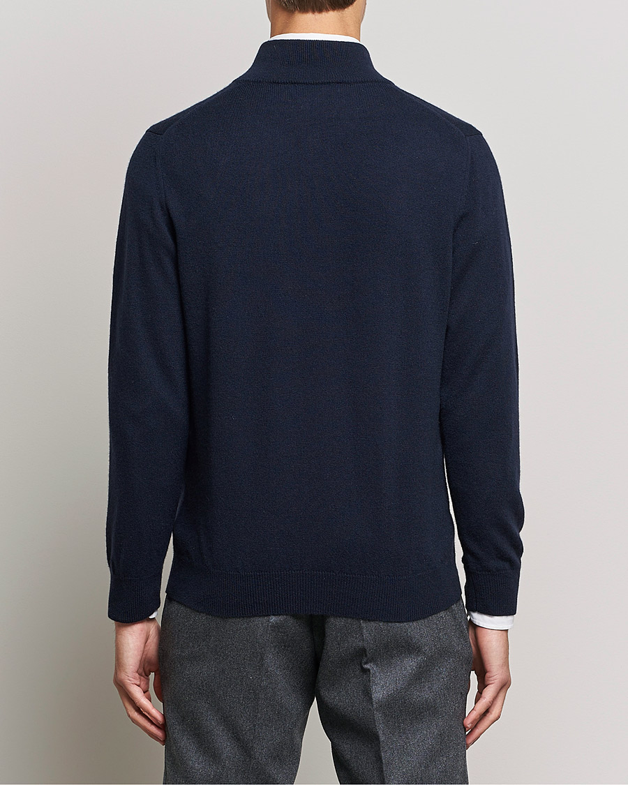 Men | Sweaters & Knitwear | Piacenza Cashmere | Cashmere Half Zip Sweater Navy