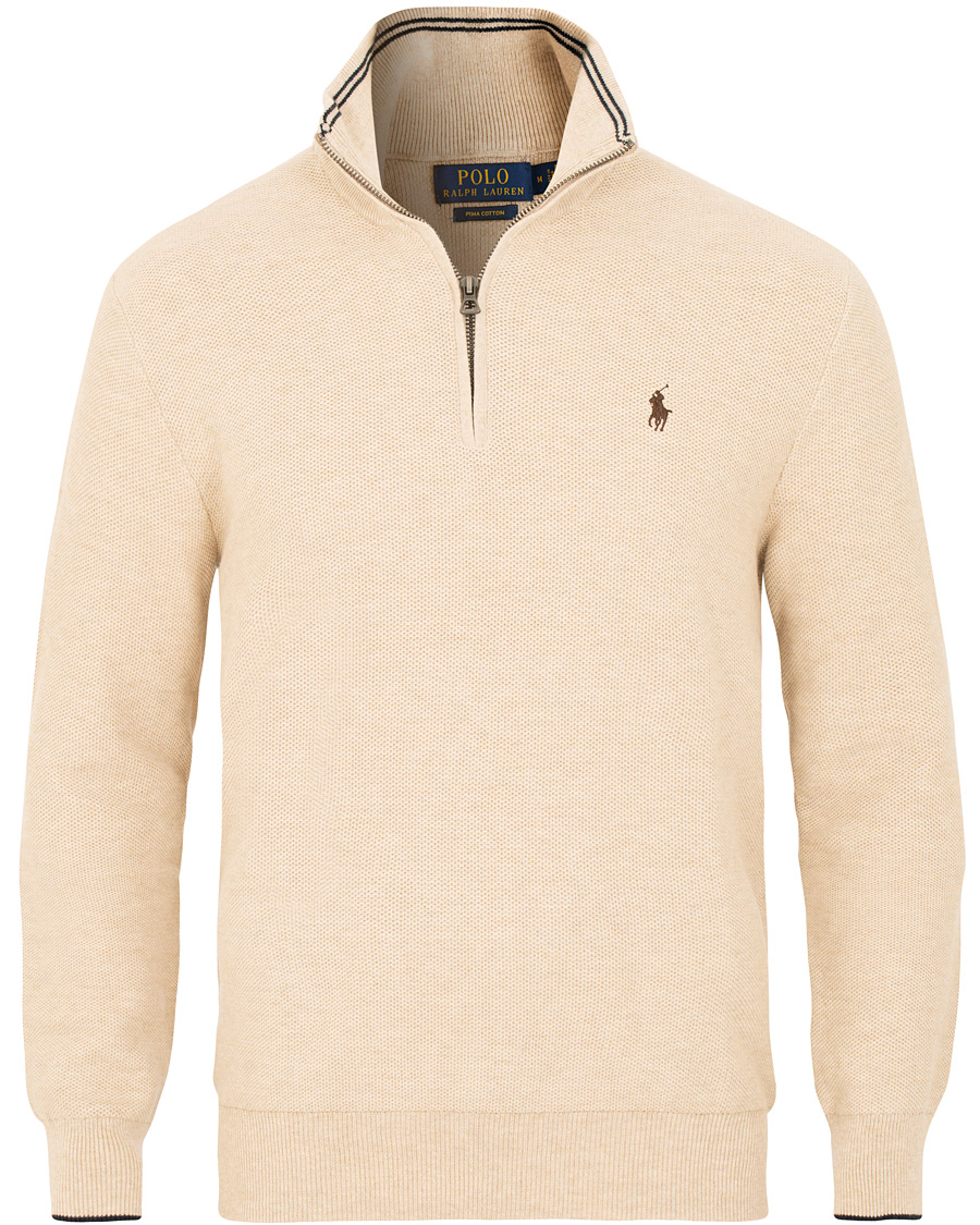 Men | Sweaters & Knitwear | Polo Ralph Lauren | Texture Half Zip Oatmeal Heather