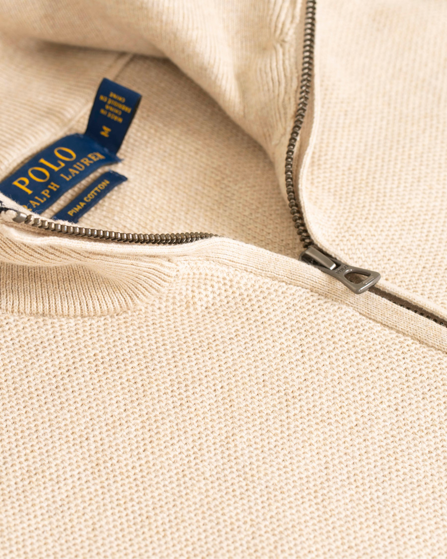 Men | Sweaters & Knitwear | Polo Ralph Lauren | Texture Half Zip Oatmeal Heather