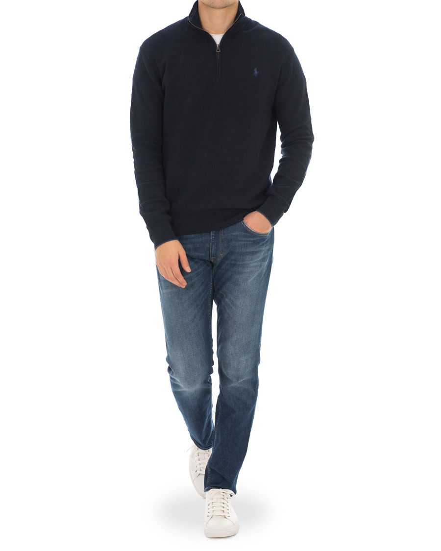 Men | Sweaters & Knitwear | Polo Ralph Lauren | Texture  Half Zip Navy Heather