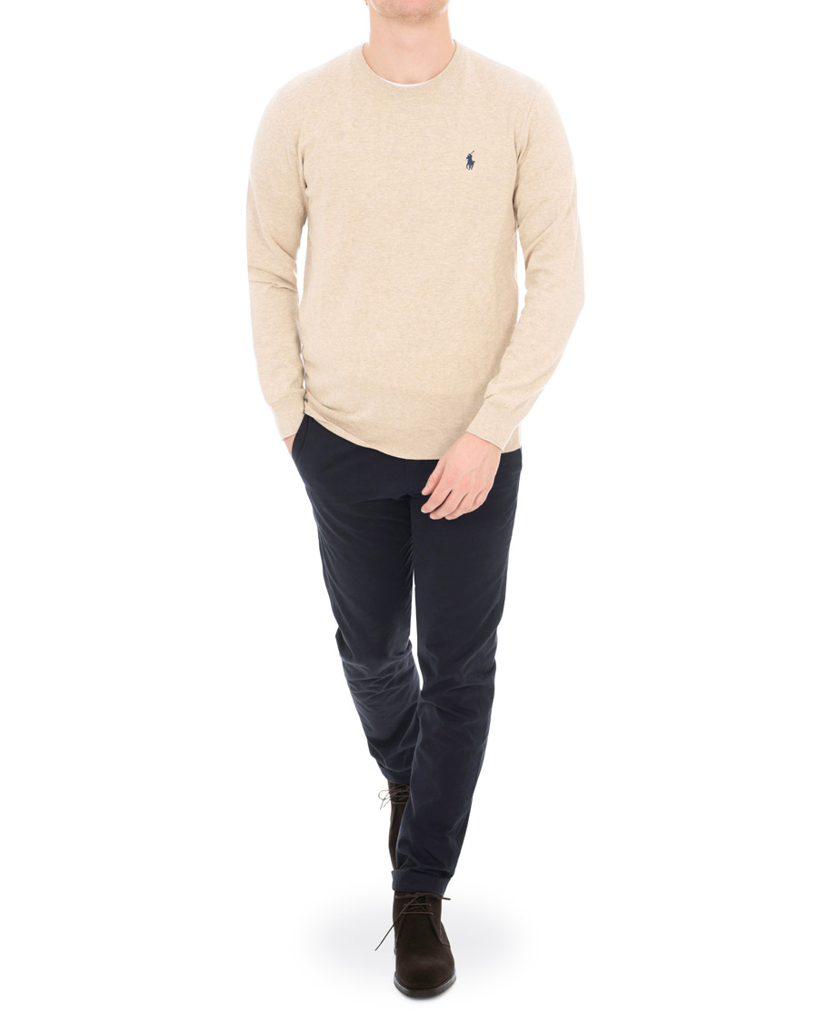 Men | Sweaters & Knitwear | Polo Ralph Lauren | Pima Cotton Crew Neck Pullover Sand Heather
