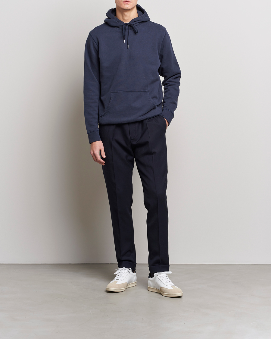 Men | Sweaters & Knitwear | Sunspel | Loopback Hoodie Navy