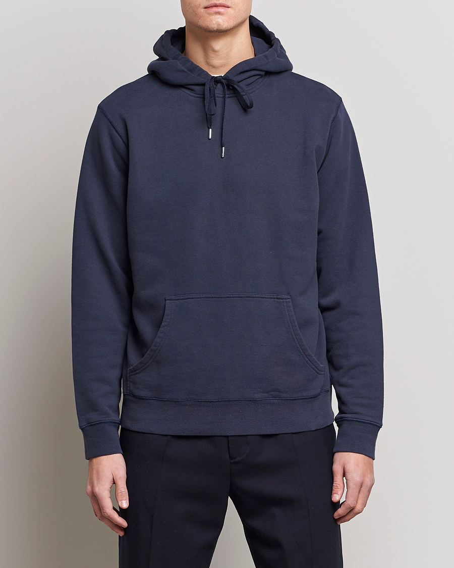 Men | Sweaters & Knitwear | Sunspel | Loopback Hoodie Navy