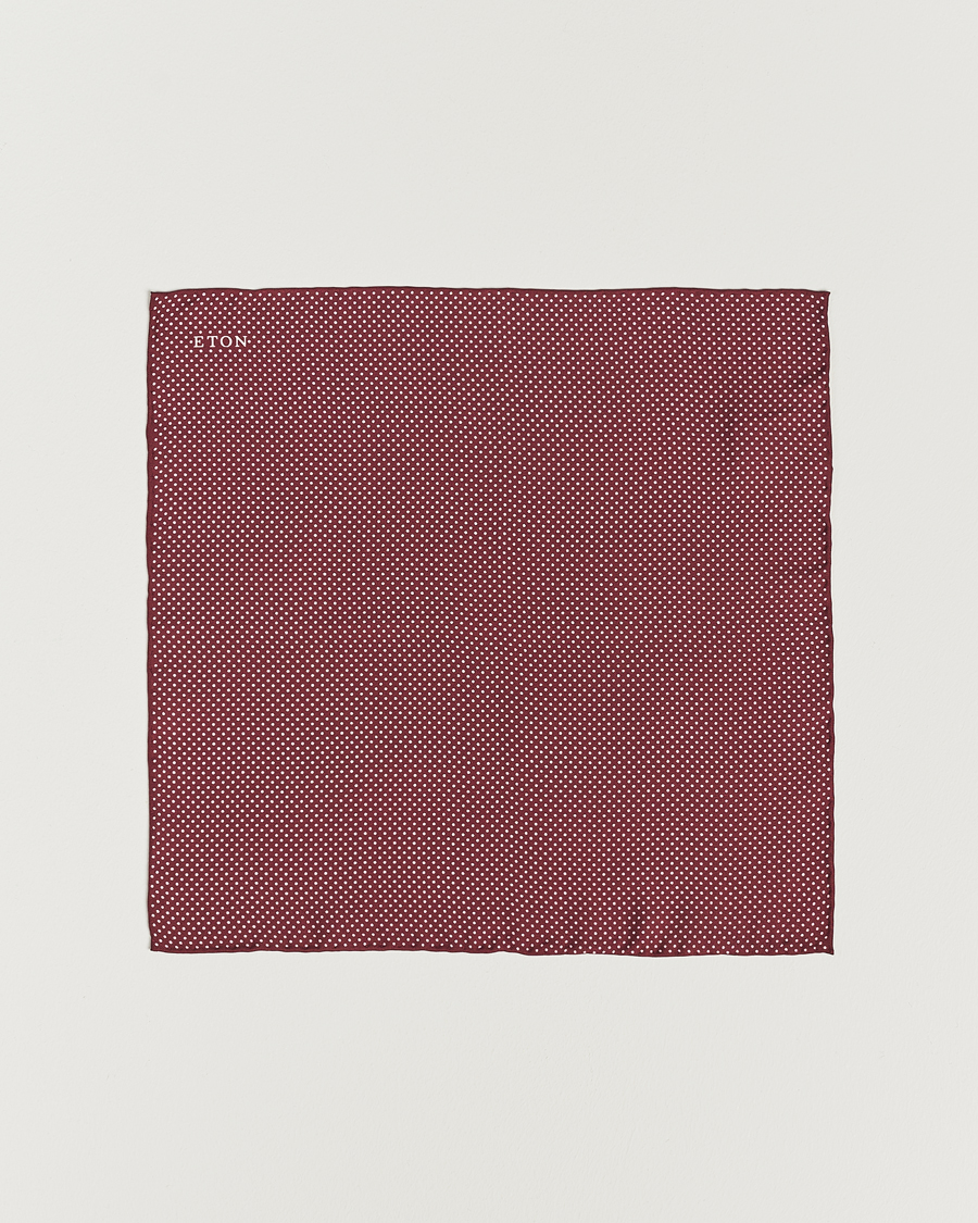 Men | Pocket Squares | Eton | Silk Polka Dot Pocket Square Wine