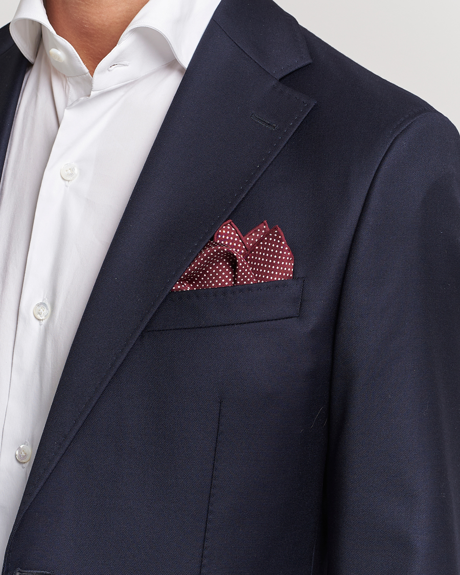 Men | Pocket Squares | Eton | Silk Polka Dot Pocket Square Wine