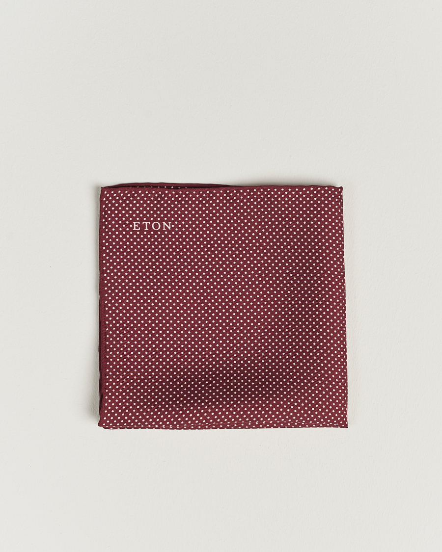Men | Pocket Squares | Eton | Silk Polka Dot Pocket Square Wine