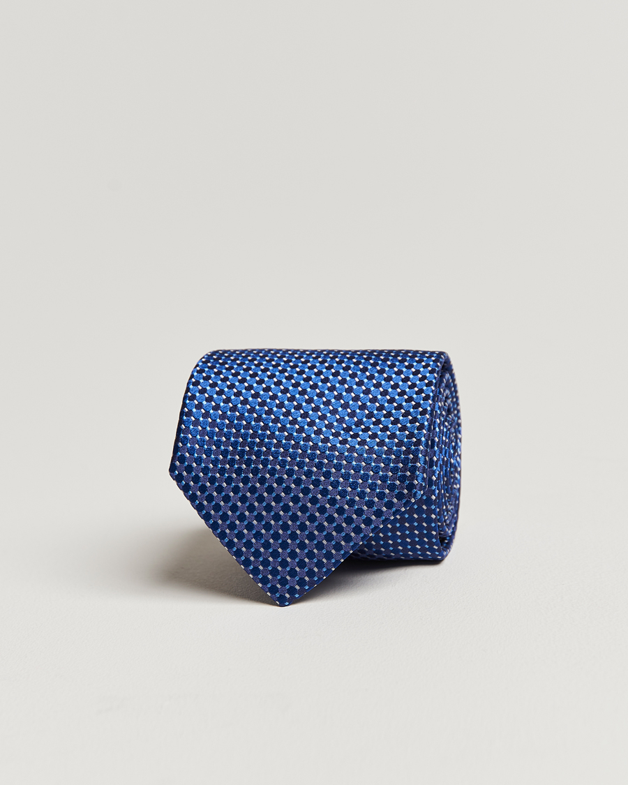 Men | Ties | Eton | Silk Geometric Weave Tie Navy