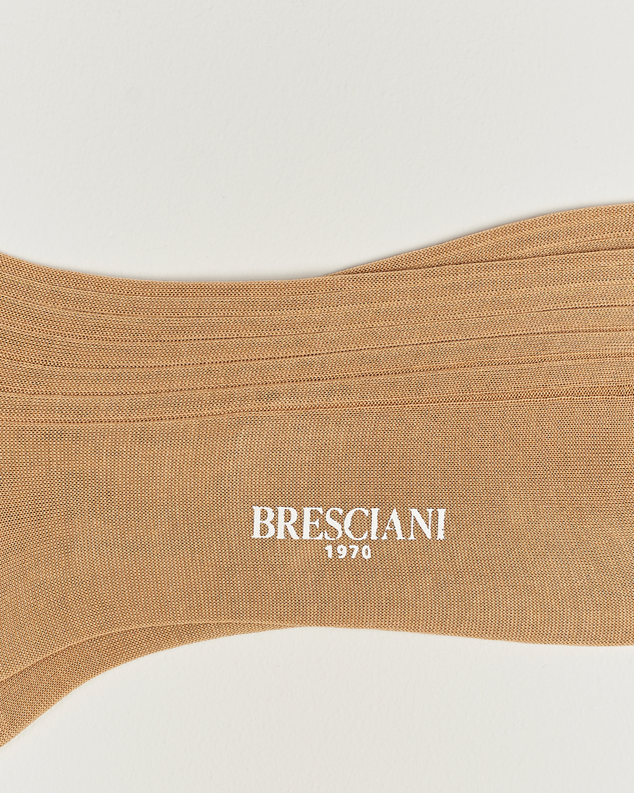 Men | Underwear & Socks | Bresciani | Cotton Ribbed Short Socks Light Khaki