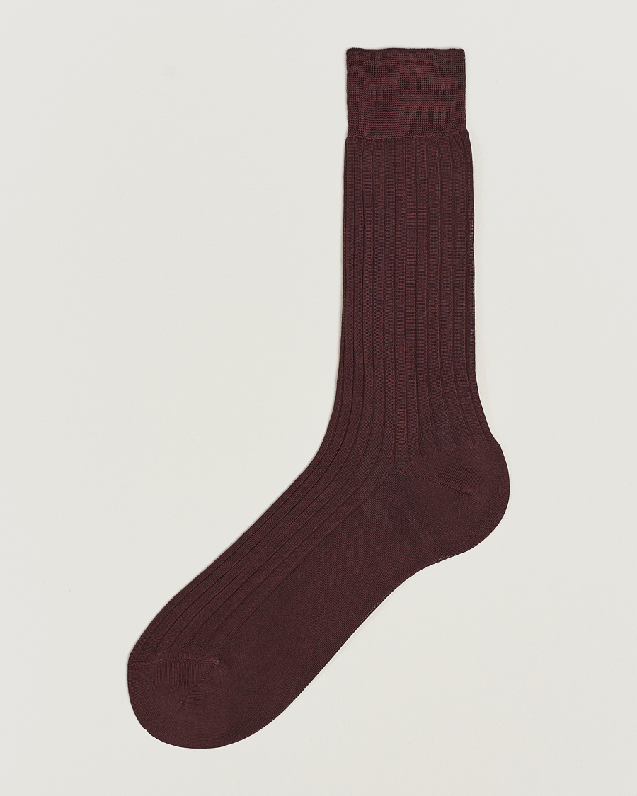 Men | Underwear & Socks | Bresciani | Cotton Ribbed Short Socks Burgundy