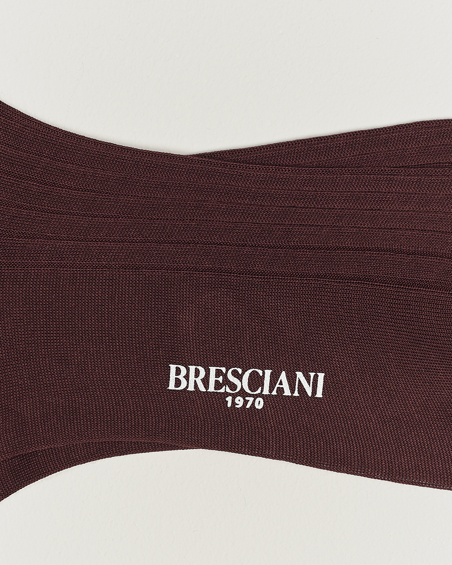 Men | Underwear & Socks | Bresciani | Cotton Ribbed Short Socks Burgundy