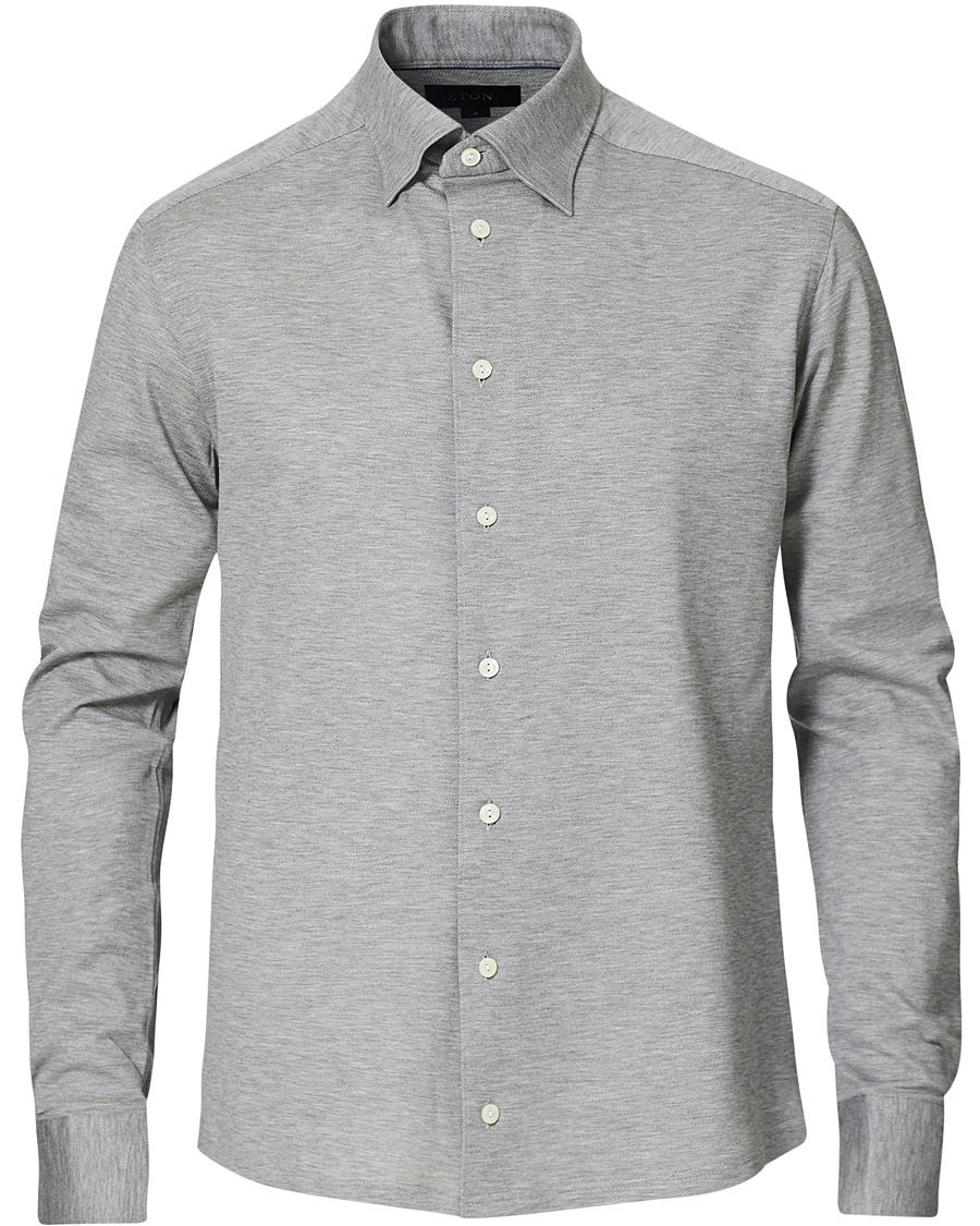 Men | Shirts | Eton | Slim Fit Jersey Button Under Shirt Grey