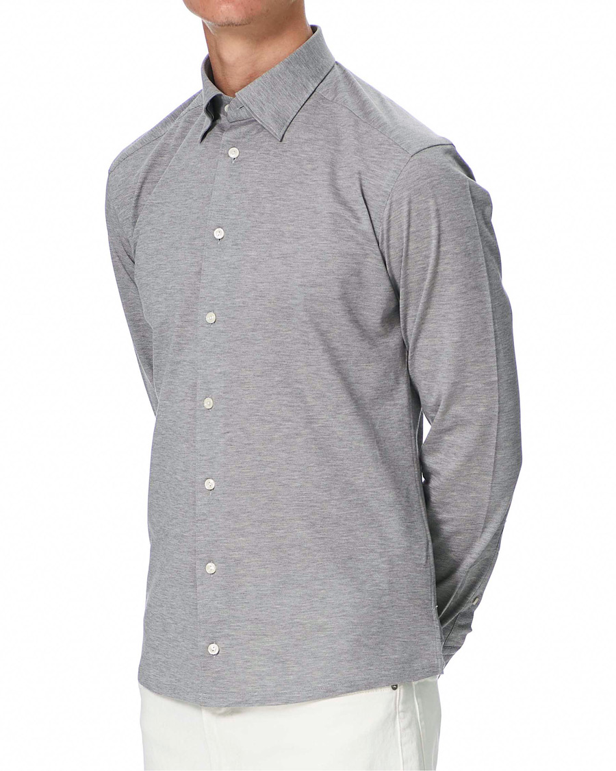 Men | Shirts | Eton | Slim Fit Jersey Button Under Shirt Grey
