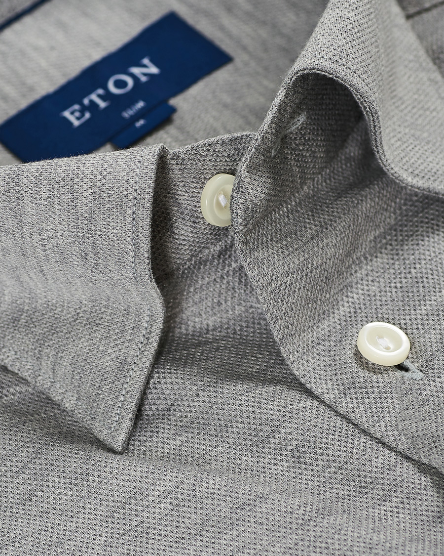 Men | Shirts | Eton | Slim Fit Jersey Button Under Shirt Grey