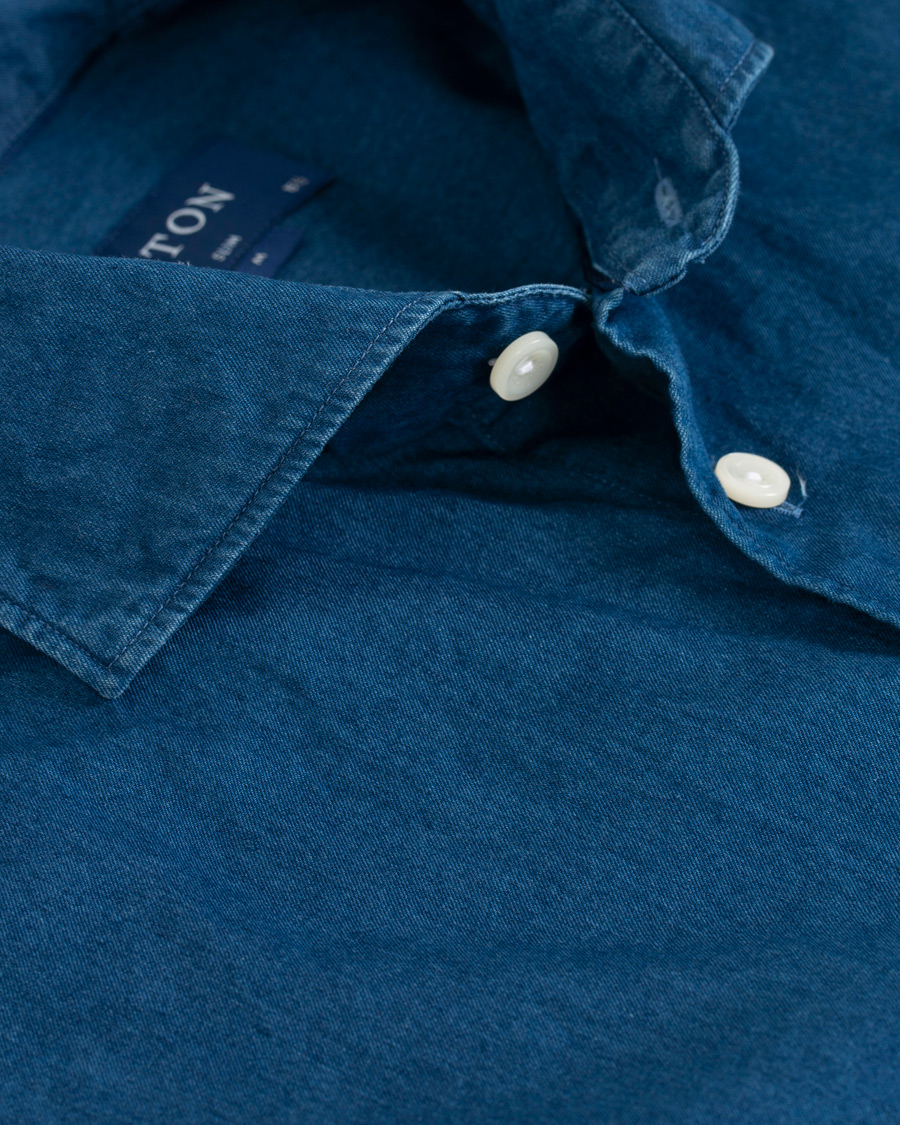 Men | Shirts | Eton | Slim Fit Twill Extreme Cutaway Shirt Dark Blue