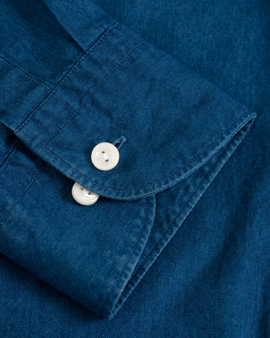 Men | Shirts | Eton | Slim Fit Twill Extreme Cutaway Shirt Dark Blue