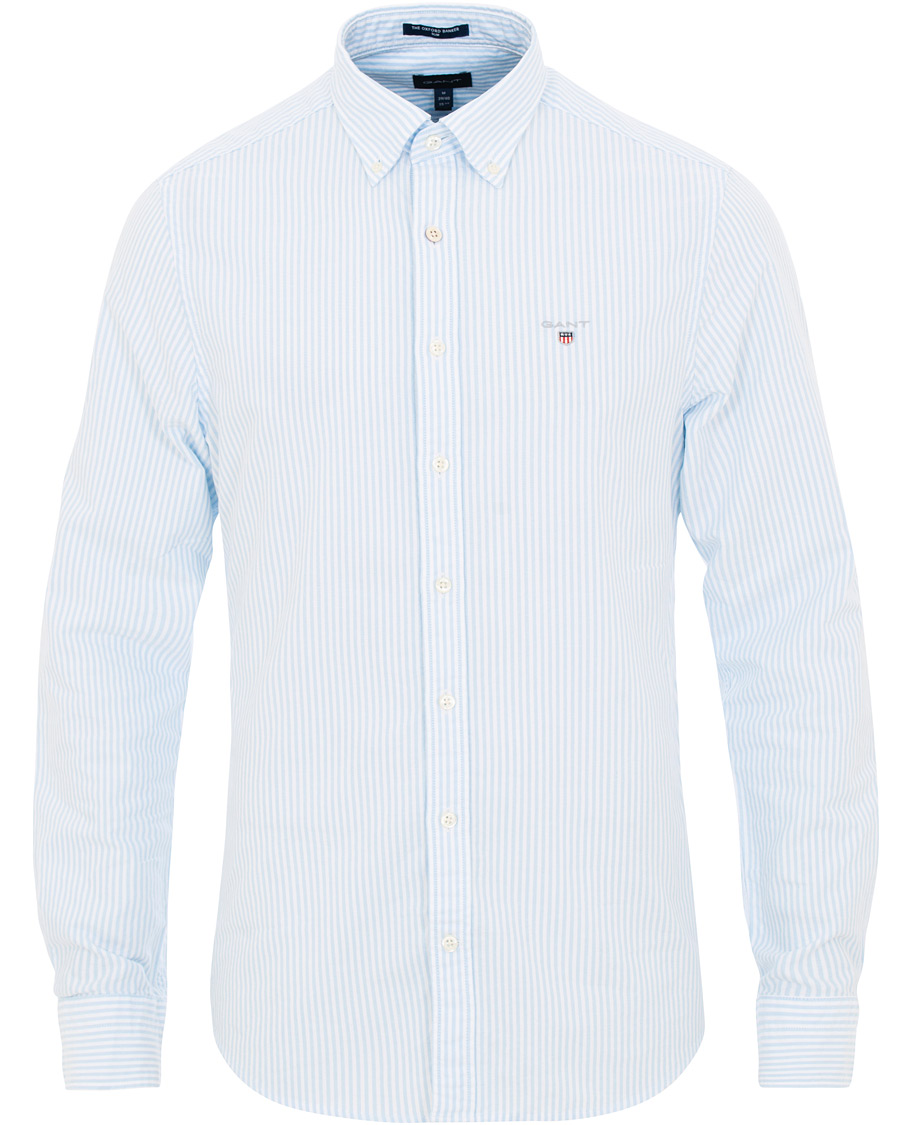 Men | Shirts | GANT | Slim Fit Oxford Banker Stripe Shirt Capri Blue
