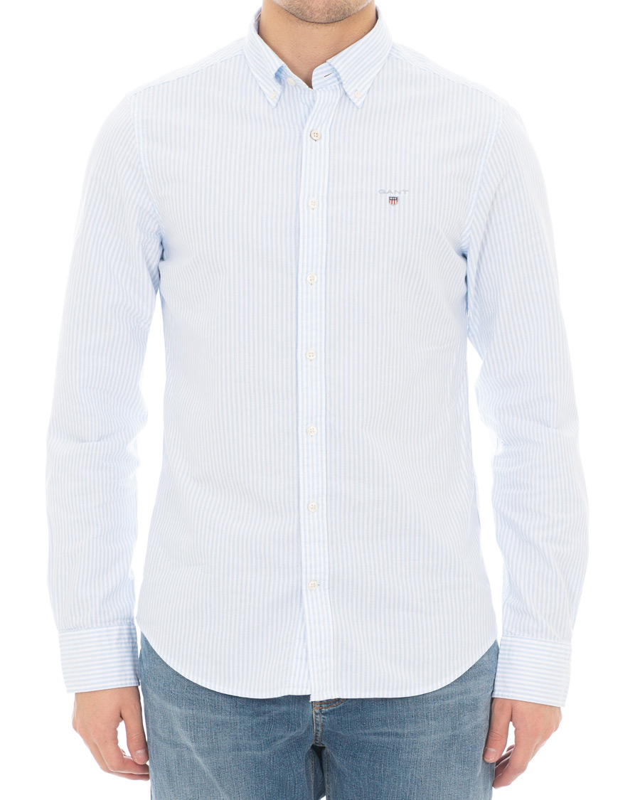 Men | Shirts | GANT | Slim Fit Oxford Banker Stripe Shirt Capri Blue