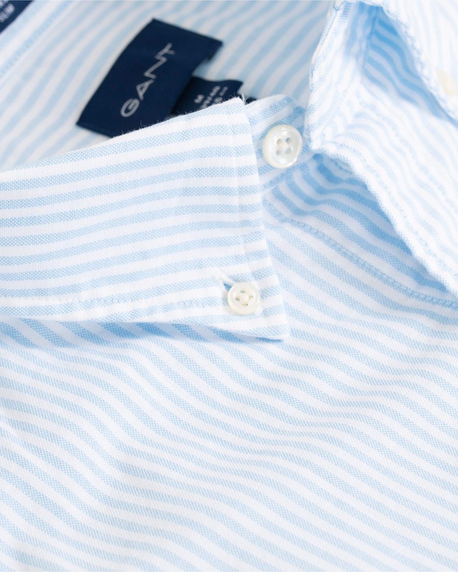 Men | Shirts | GANT | Slim Fit Oxford Banker Stripe Shirt Capri Blue