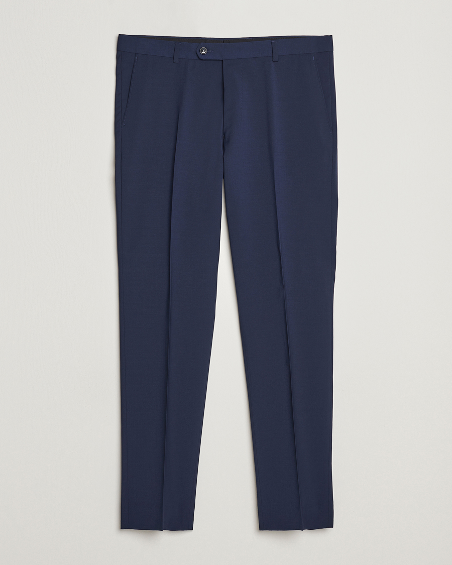 Men | Trousers | Oscar Jacobson | Denz Wool Stretch Trousers Blue