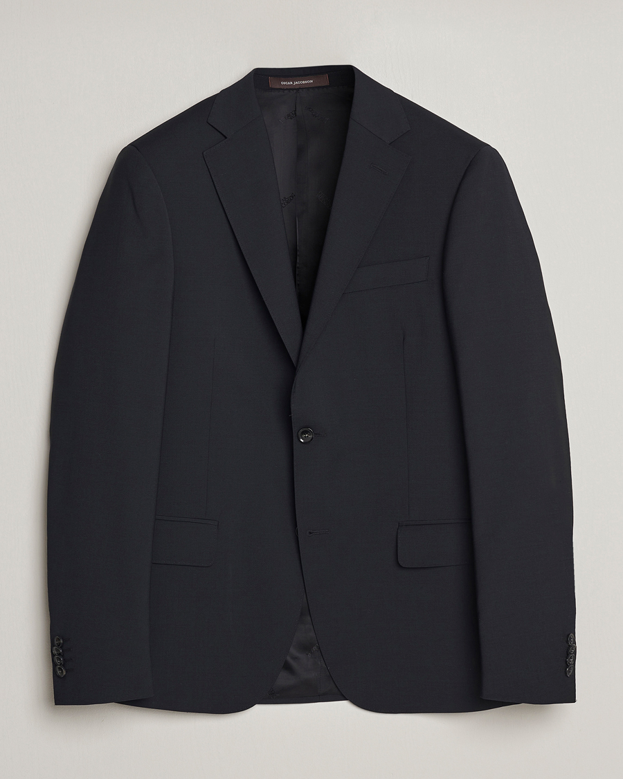 Men | Blazers | Oscar Jacobson | Edmund Wool Stretch Blazer Black
